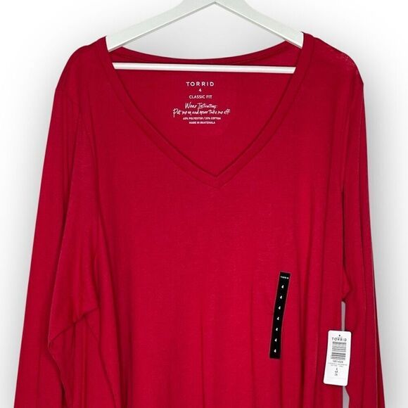 Torrid Red Girlfriend Signature Vneck Long Slv Tee Shirt Womens Plus Size 4X NWT - Picture 4 of 10